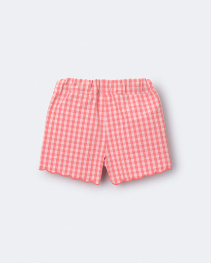 Toddler Girl Gingham Scalloped Shorts - Orange