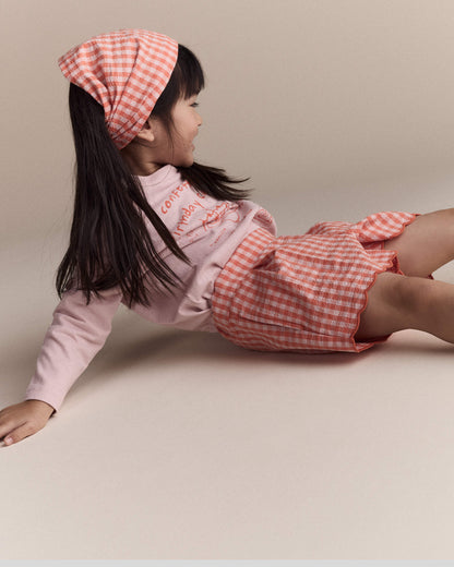 Toddler Girl Gingham Scalloped Shorts - Orange