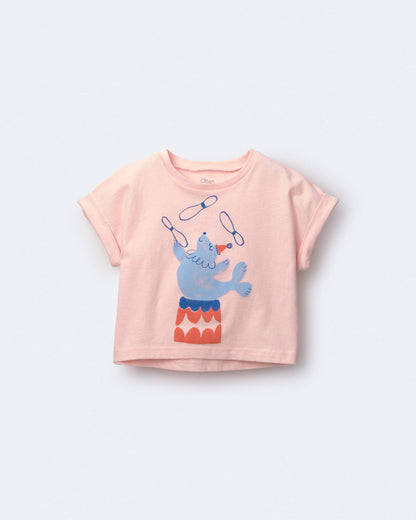 Toddler Girl Breezy High-Low Top in Circus Print - Pink