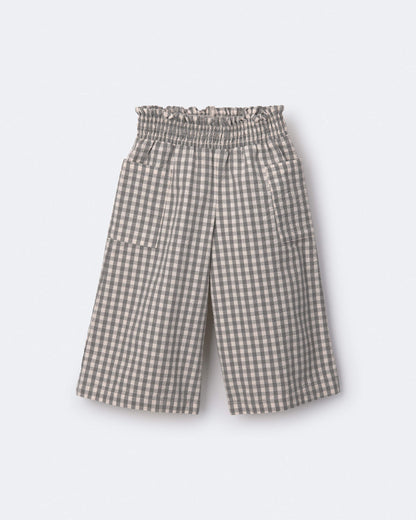 Toddler Girl Gingham Smocked Wide Leg Pant - Cream/Grey