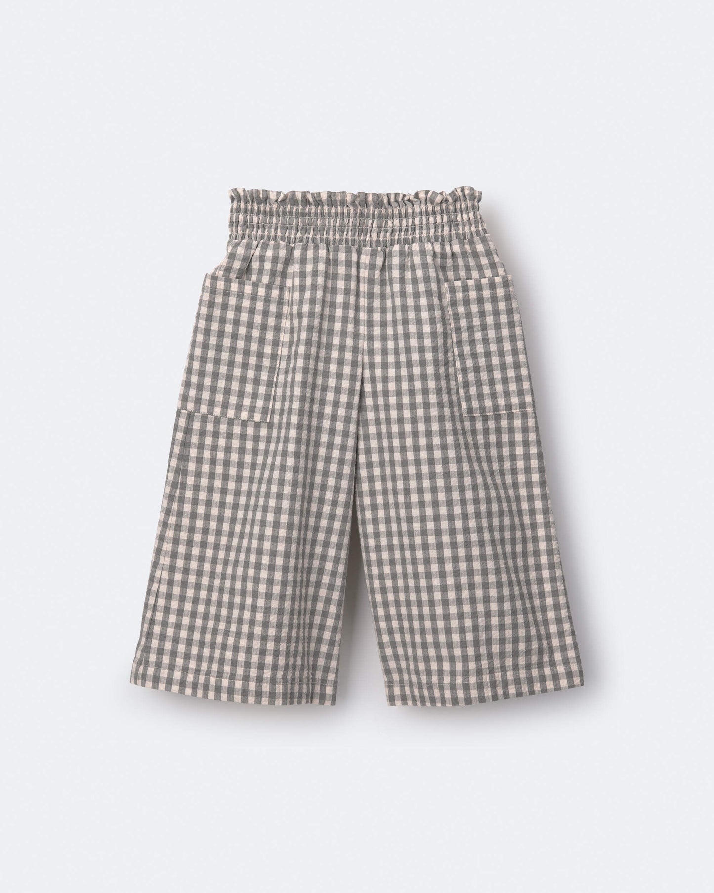 Toddler Girl Gingham Smocked Wide Leg Pant - Cream/Grey