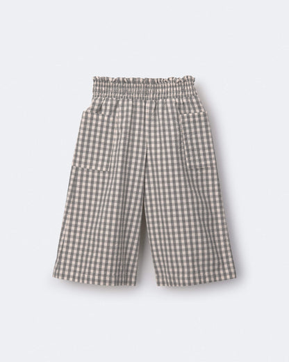 Toddler Girl Gingham Smocked Wide Leg Pant - Cream/Grey