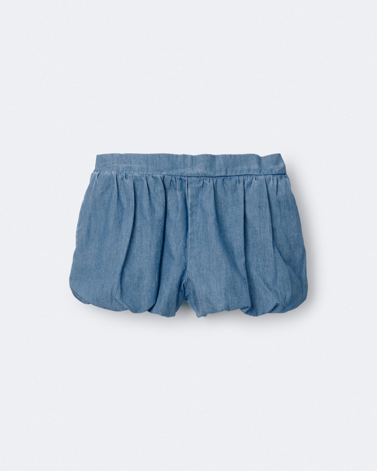 Toddler Girl Bubble Shorts in Chambray - Blue