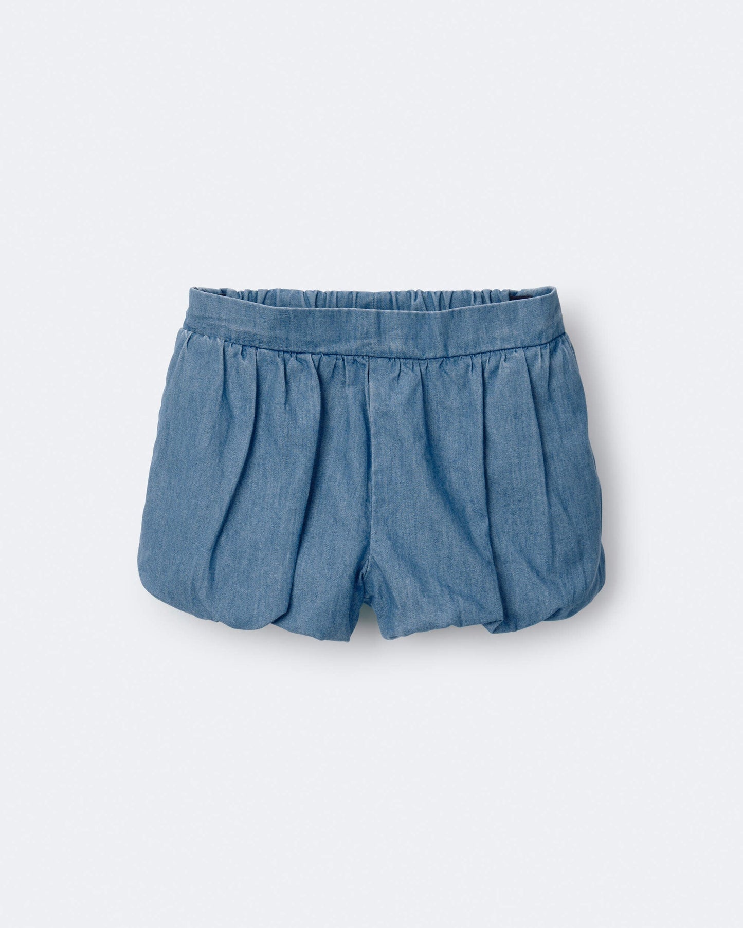 Toddler Girl Bubble Shorts in Chambray - Blue