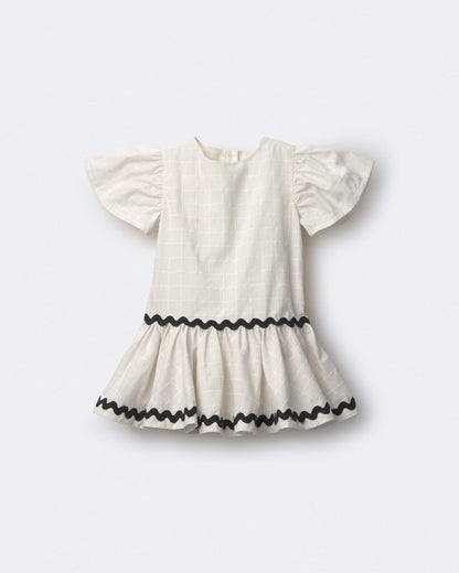 Toddler Girl Ric-Rac Short-Sleeve Dropwaist Dress - Cream