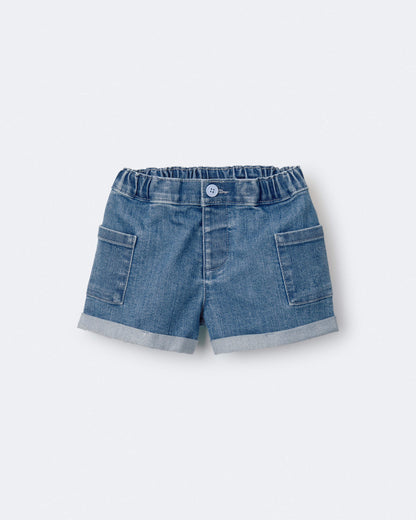 Toddler Girl Mom Shorts in Denim