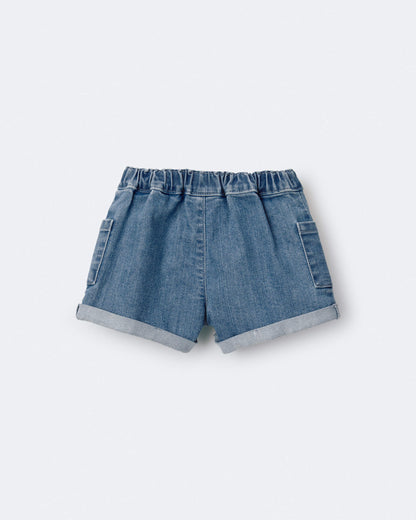 Toddler Girl Mom Shorts in Denim