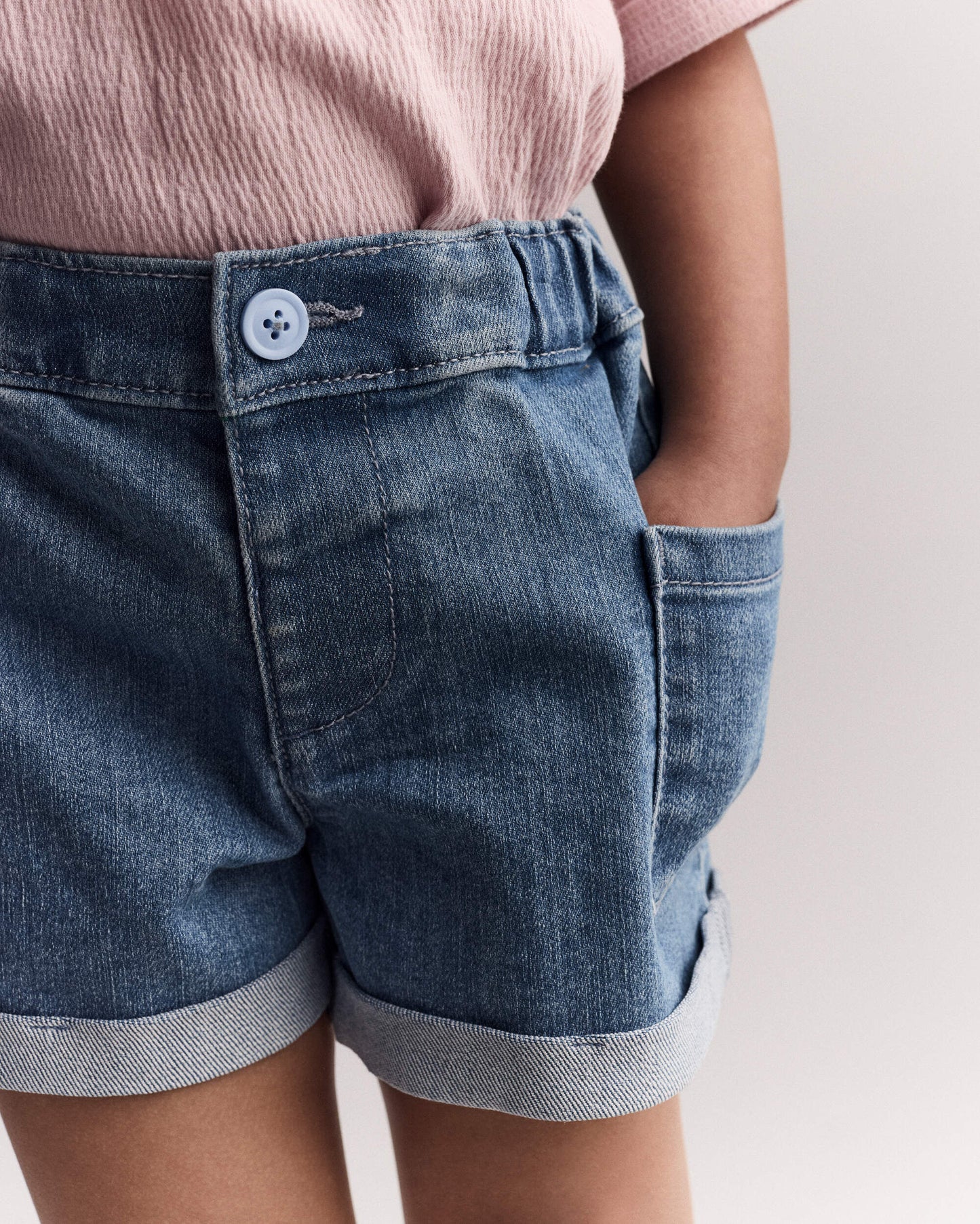 Toddler Girl Mom Shorts in Denim
