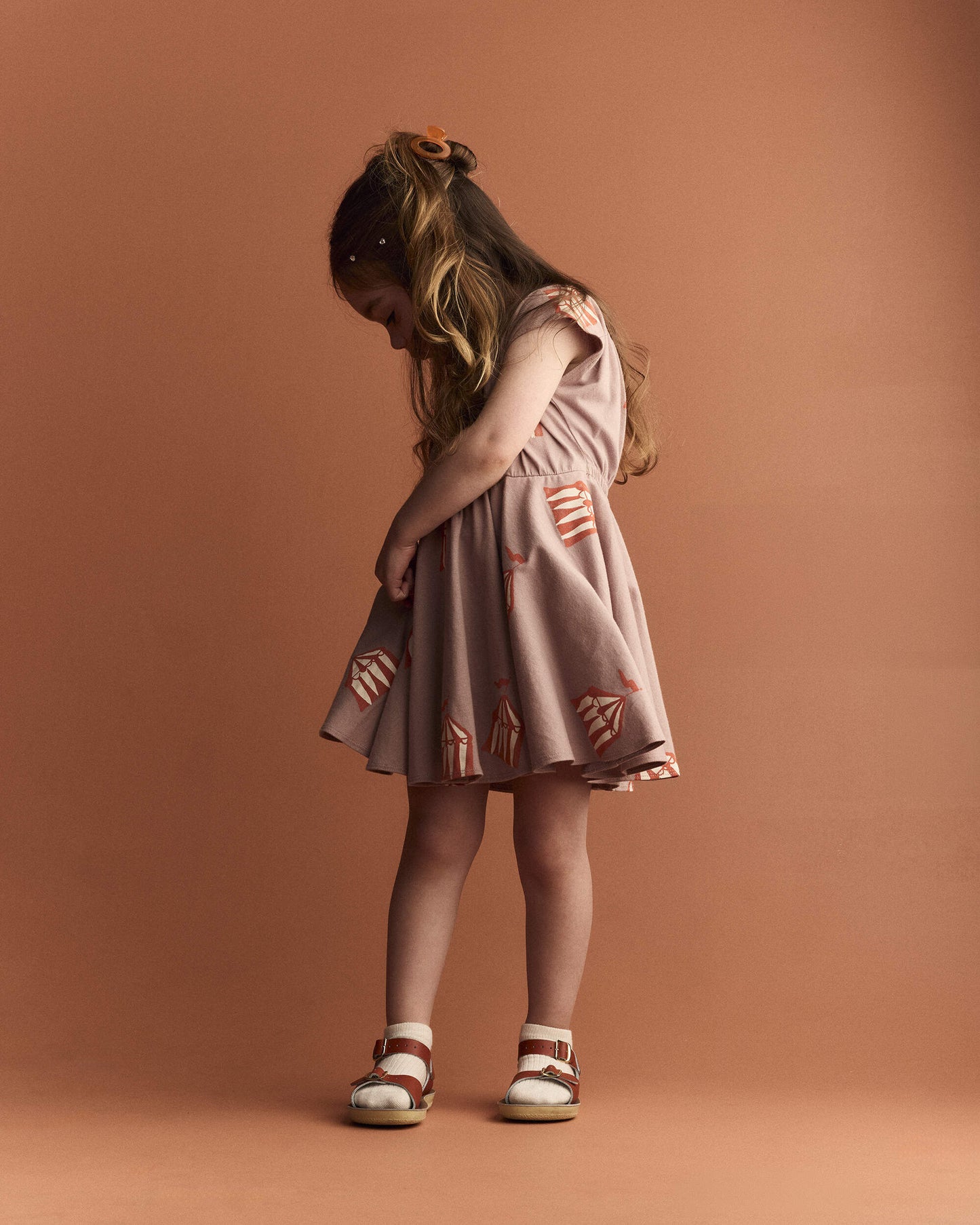 Toddler Girl Avenue Twirl™ Dress in Big Top Print - Mauve