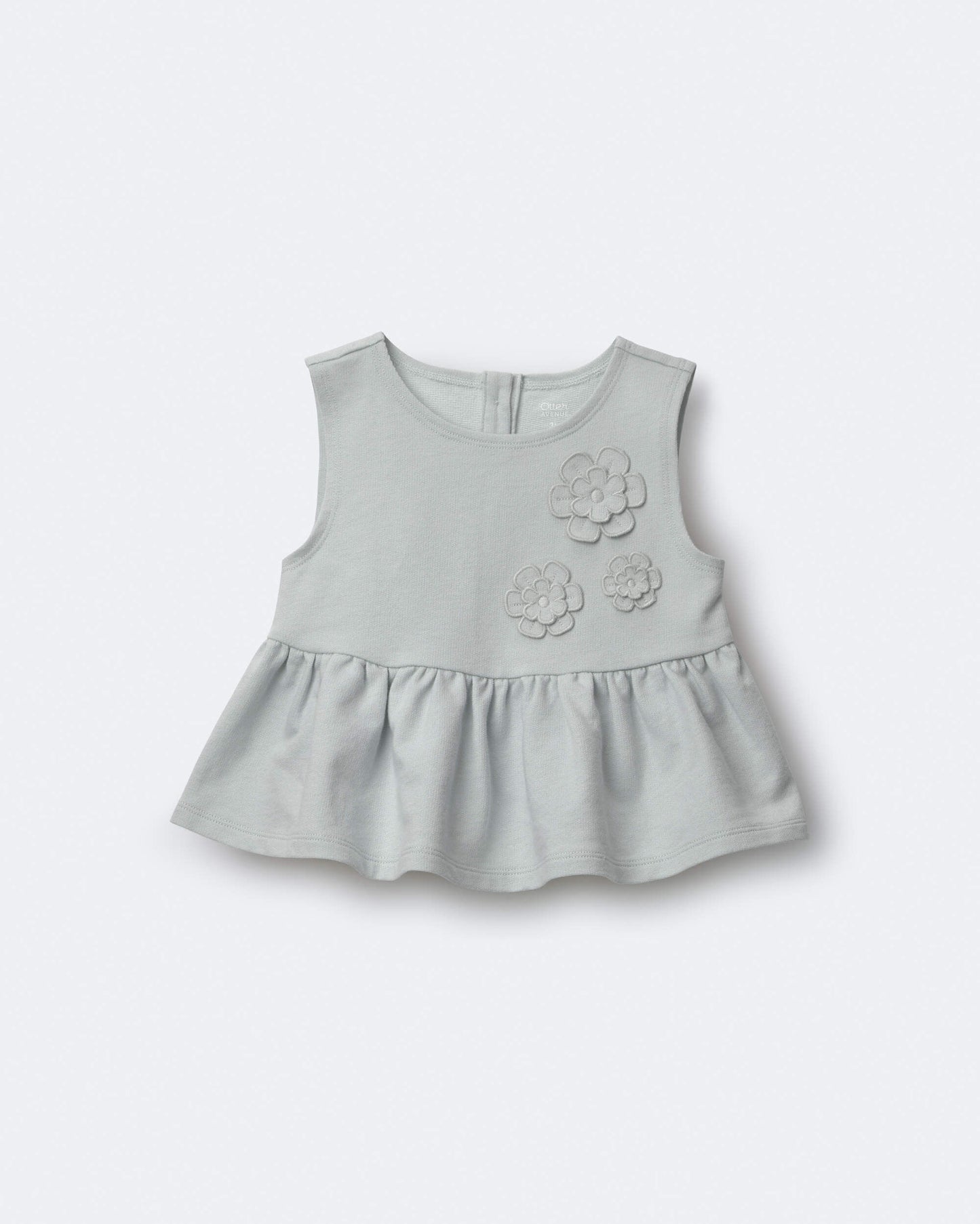 Toddler Girl Peplum Top in Floral Print - Light Blue