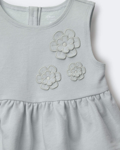 Toddler Girl Peplum Top in Floral Print - Light Blue