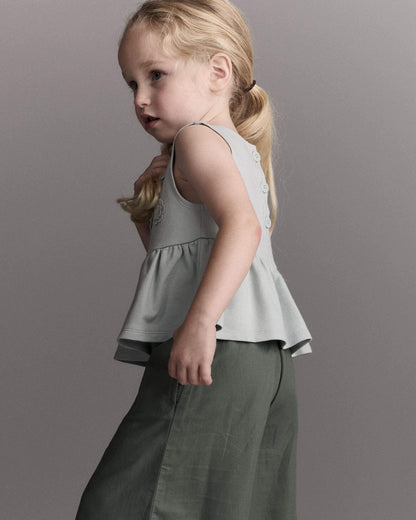 Toddler Girl Peplum Top in Floral Print - Light Blue
