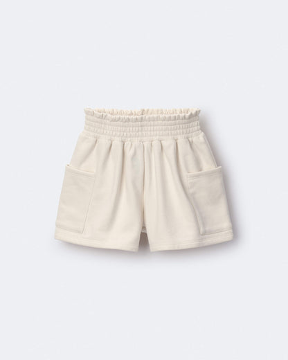 Toddler Girl Fleece Swing Shorts with Pockets - Cream