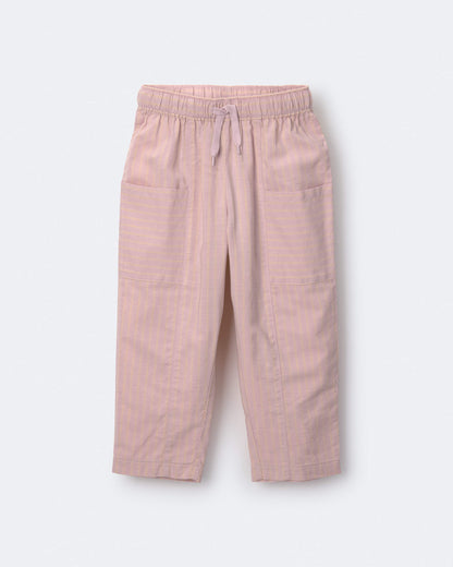 Toddler Girl Pocket Pant in Stripes - Light Pink