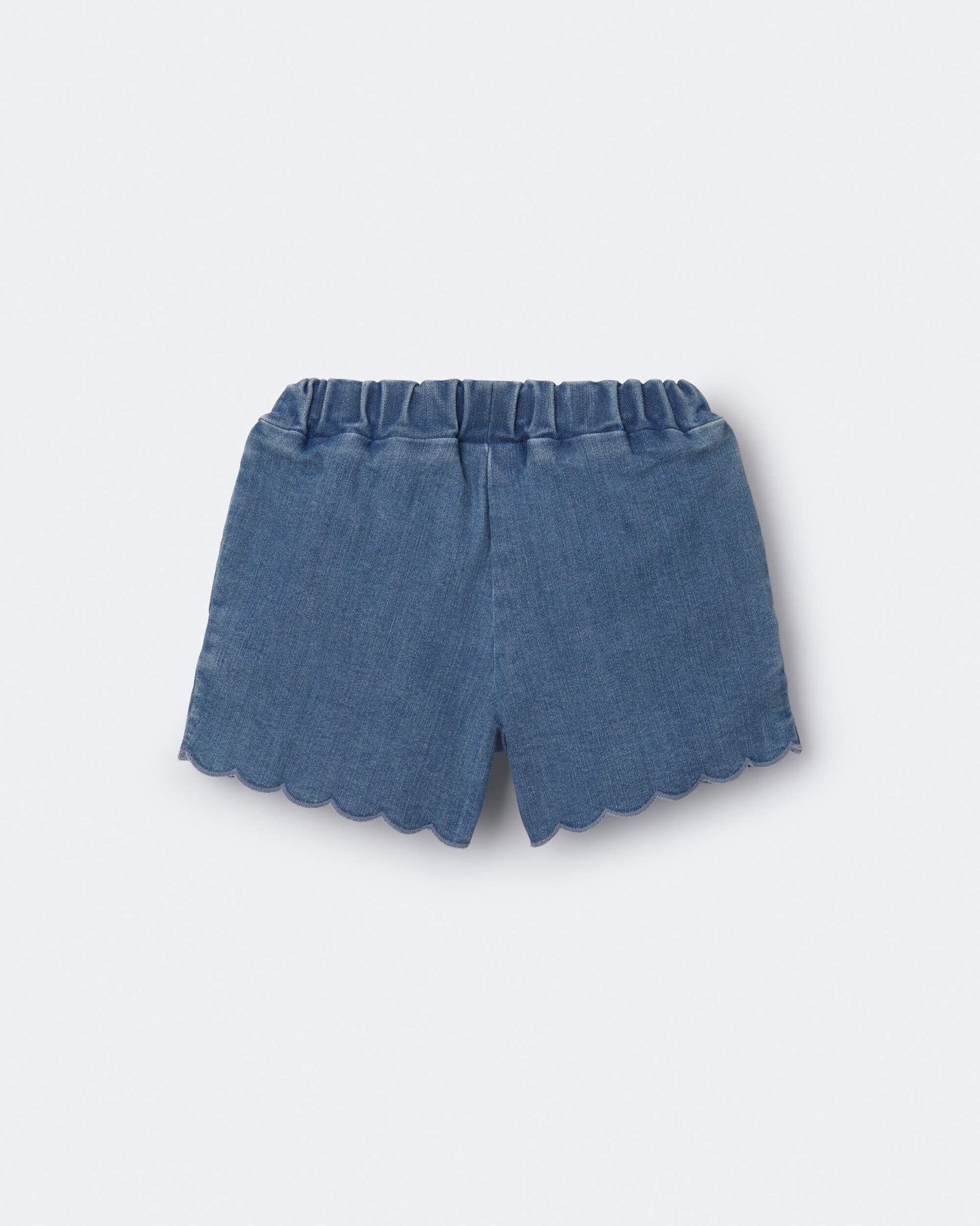 Toddler Girl Scalloped Shorts in Denim