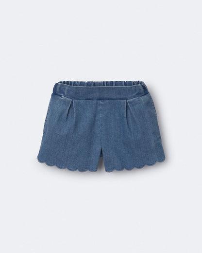 Toddler Girl Scalloped Shorts in Denim