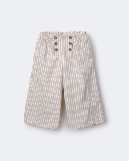 Toddler Girl Sailor Pant in Stripes - Cream/Grey