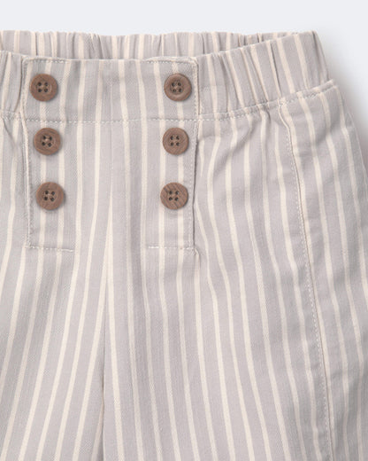 Toddler Girl Sailor Pant in Stripes - Cream/Grey