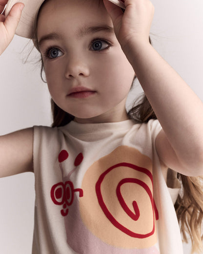 Toddler Girl Snail Elastic Waist Tank - Cream