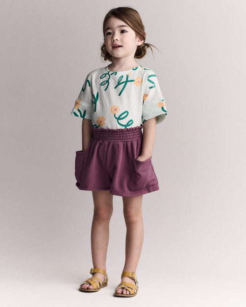 Toddler Girl High-Low Dolman Tee in Floral Print - Light Green