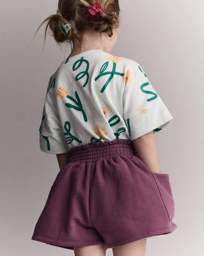 Toddler Girl High-Low Dolman Tee in Floral Print - Light Green