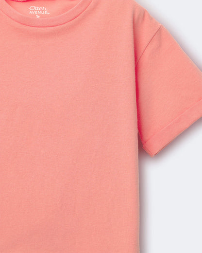 Toddler Rolled Cuff Tee - Coral