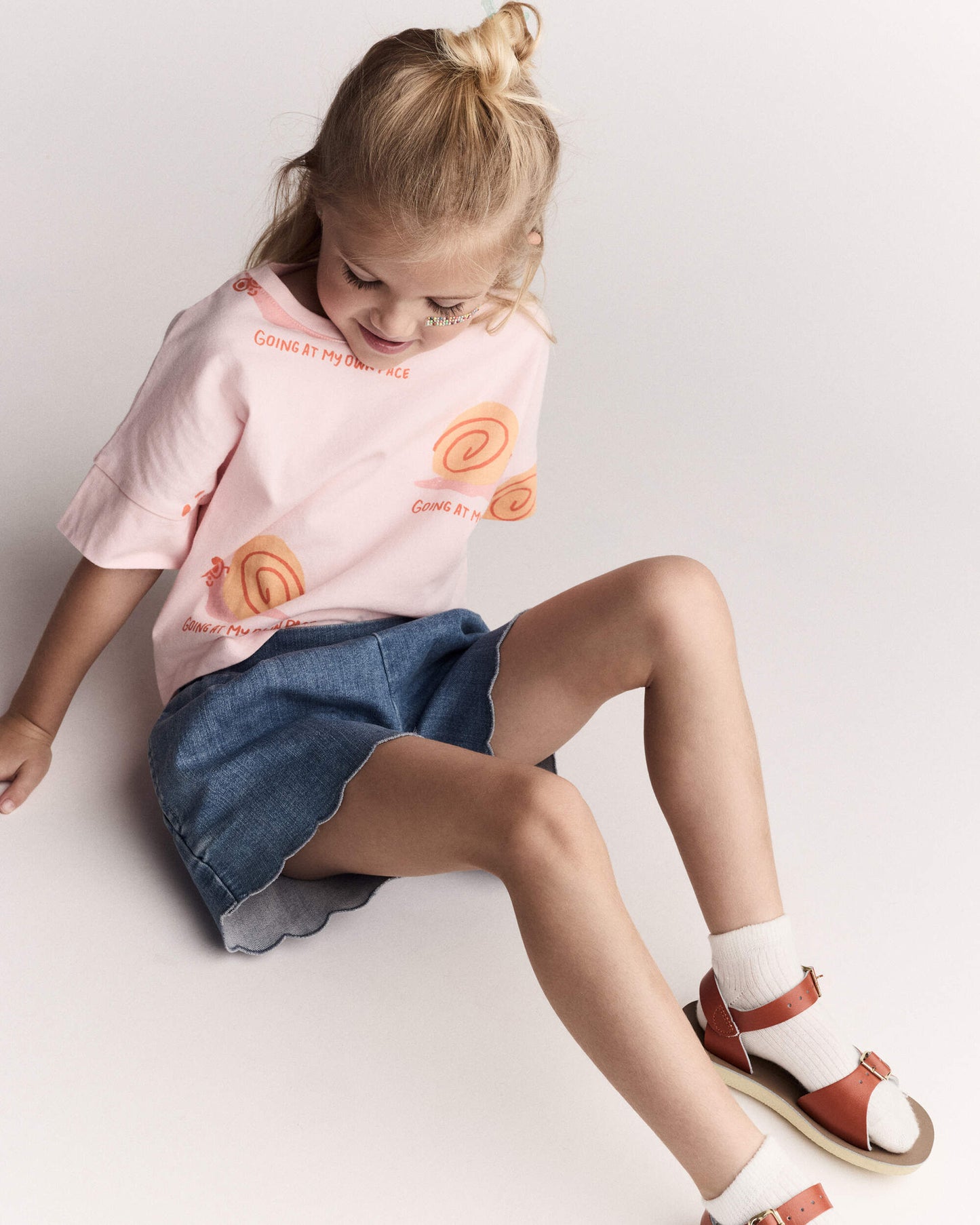 Toddler Girl 'My Own Pace' Snail High-Low Dolman Tee - Light Pink