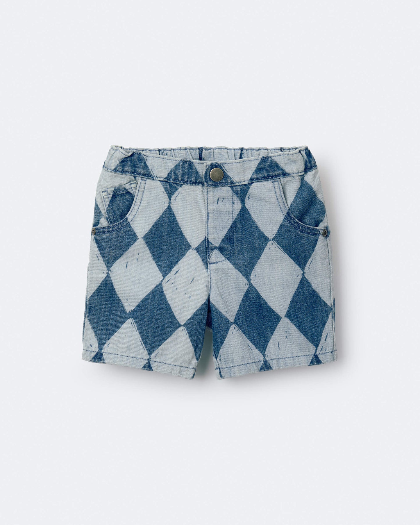 Toddler Boy Bermuda Shorts in Diamond Denim Print
