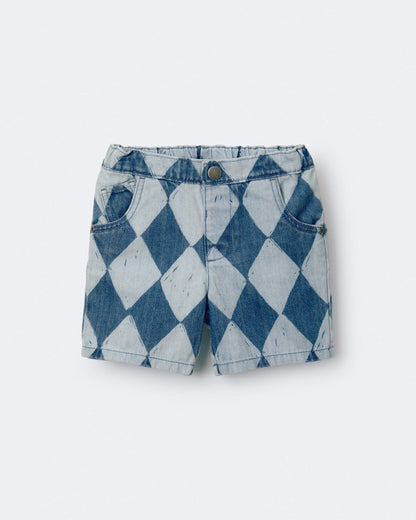 Toddler Boy Bermuda Shorts in Diamond Denim Print