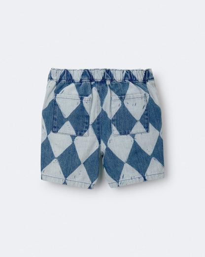 Toddler Boy Bermuda Shorts in Diamond Denim Print