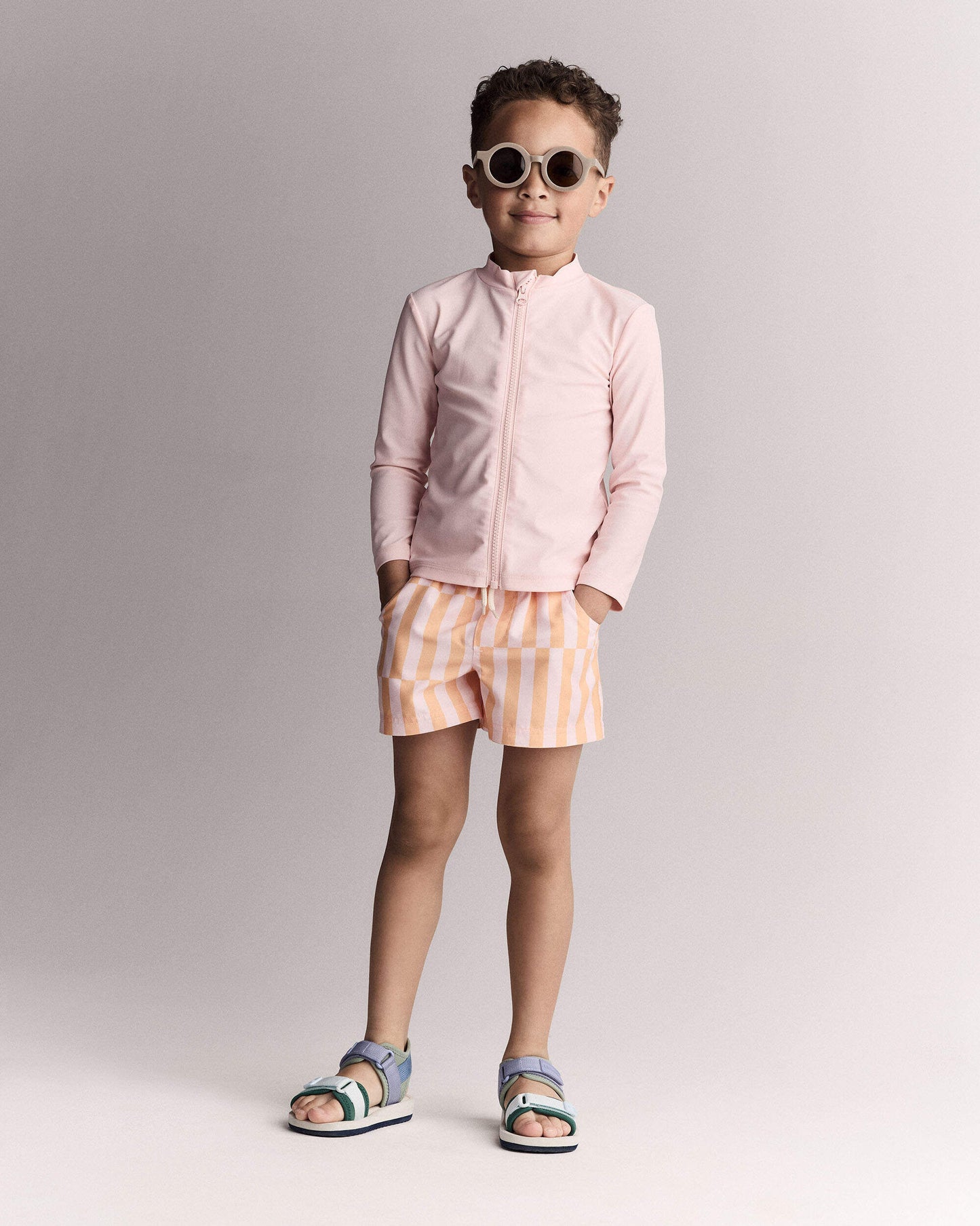 Toddler Full-Zip Long-Sleeve Rashguard - Light Pink