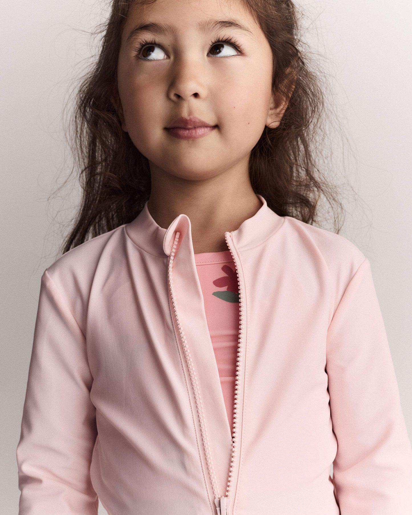 Toddler Full-Zip Long-Sleeve Rashguard - Light Pink