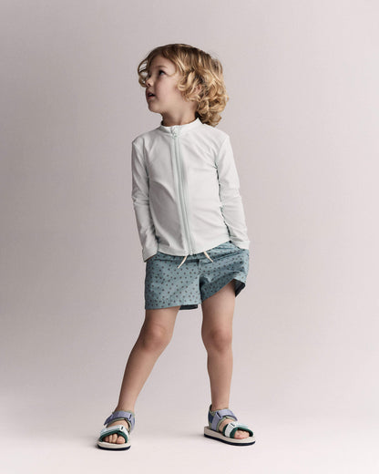 Toddler Boy Swim Trunk in Dot Print - Pale Blue
