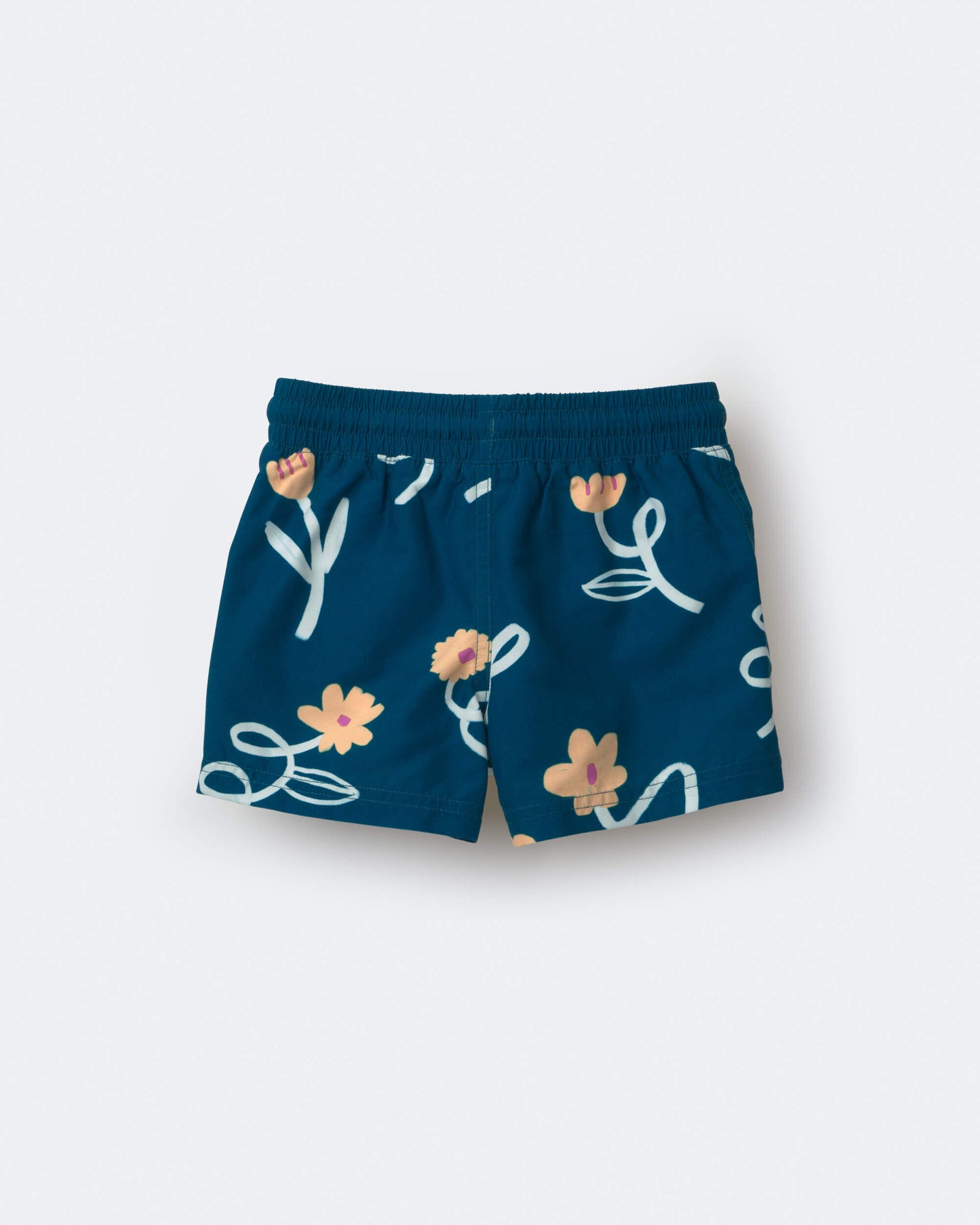 Toddler Boy Swim Trunk in Floral Print - Teal