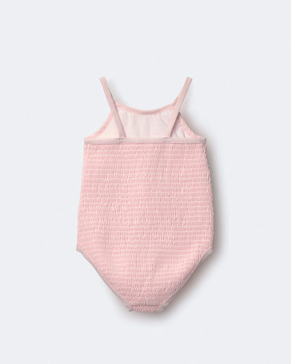 Toddler Girl Smocked One-Piece Swimsuit - Light Pink