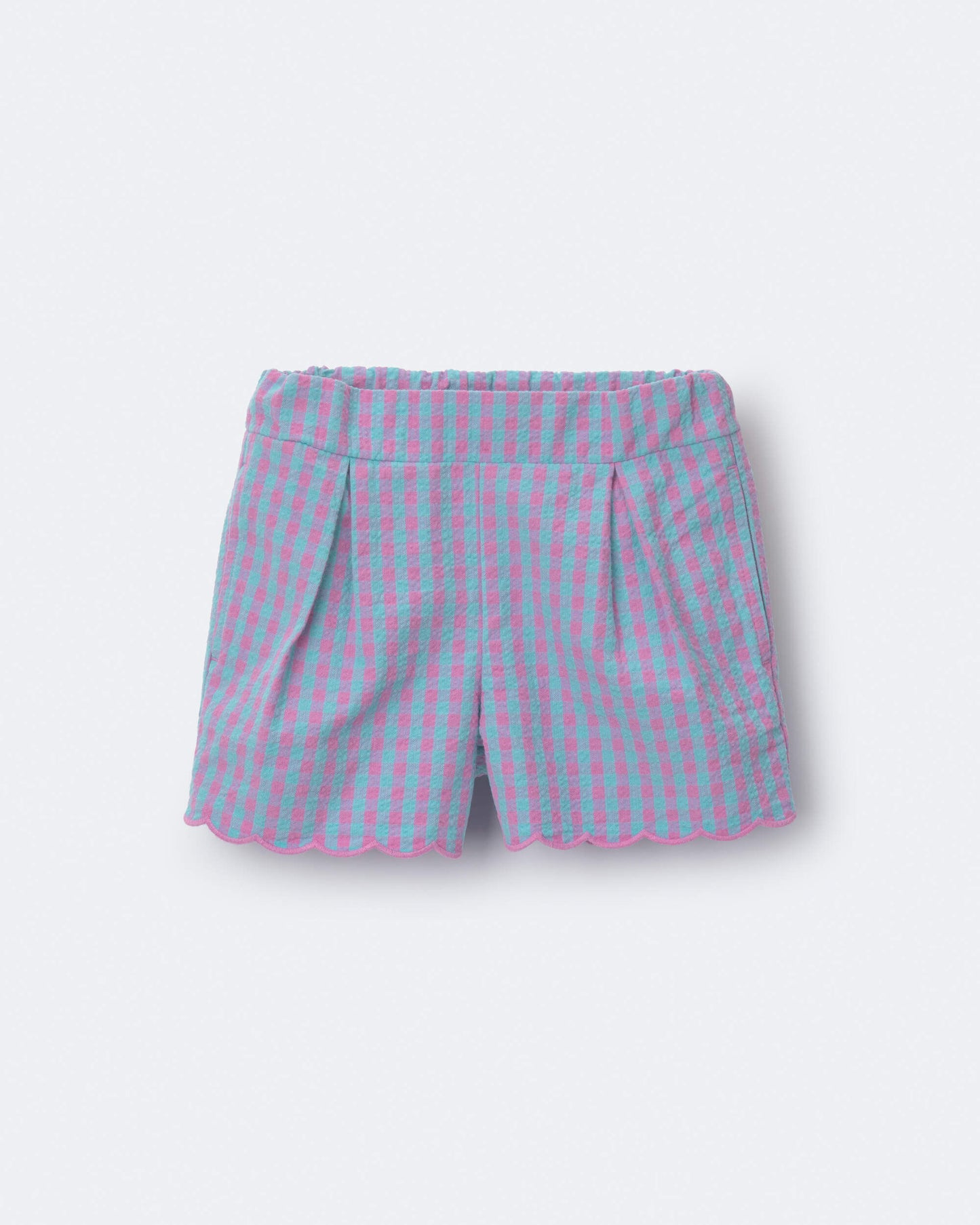 Toddler Girl Scalloped Gingham Shorts - Blue/Purple