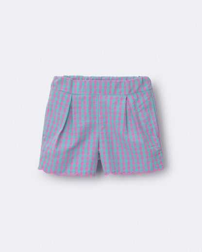 Toddler Girl Scalloped Gingham Shorts - Blue/Purple