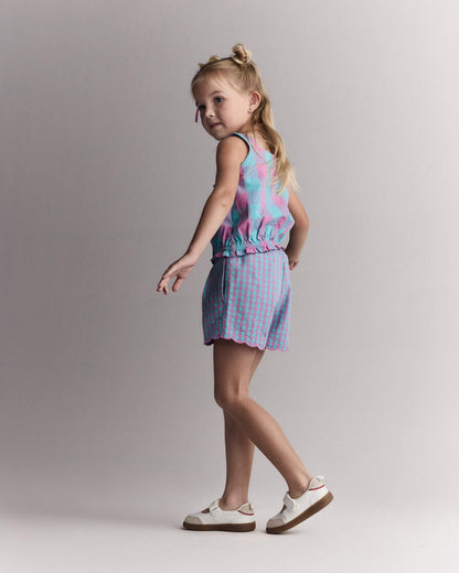 Toddler Girl Scalloped Gingham Shorts - Blue/Purple