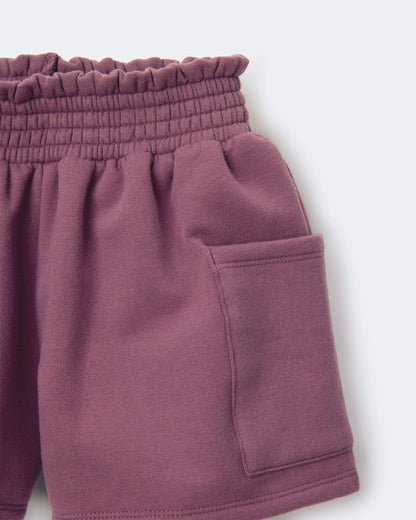Toddler Girl Fleece Swing Shorts with Pockets - Burgundy