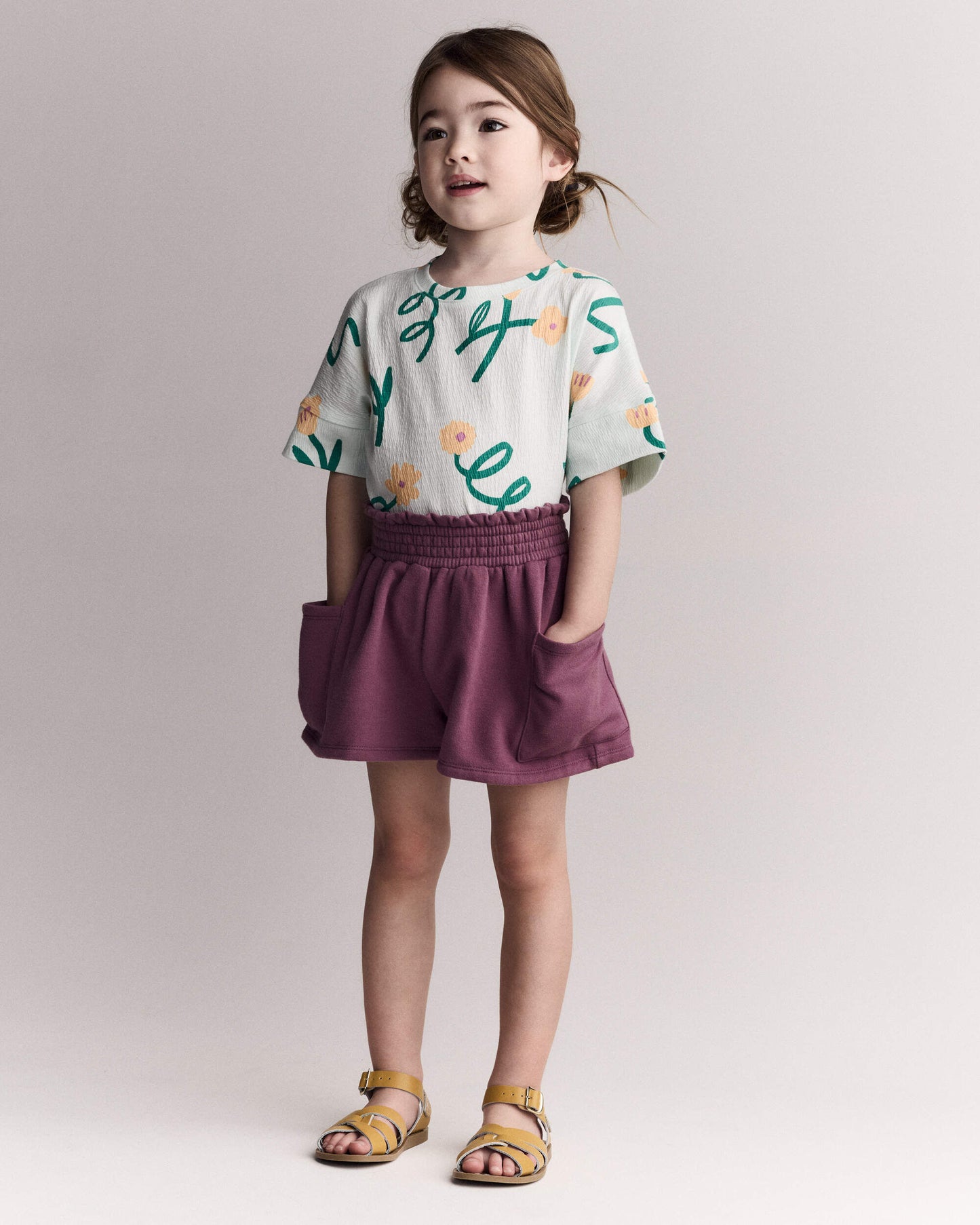 Toddler Girl Fleece Swing Shorts with Pockets - Burgundy