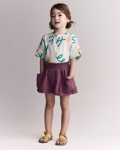 Toddler Girl Fleece Swing Shorts with Pockets - Burgundy