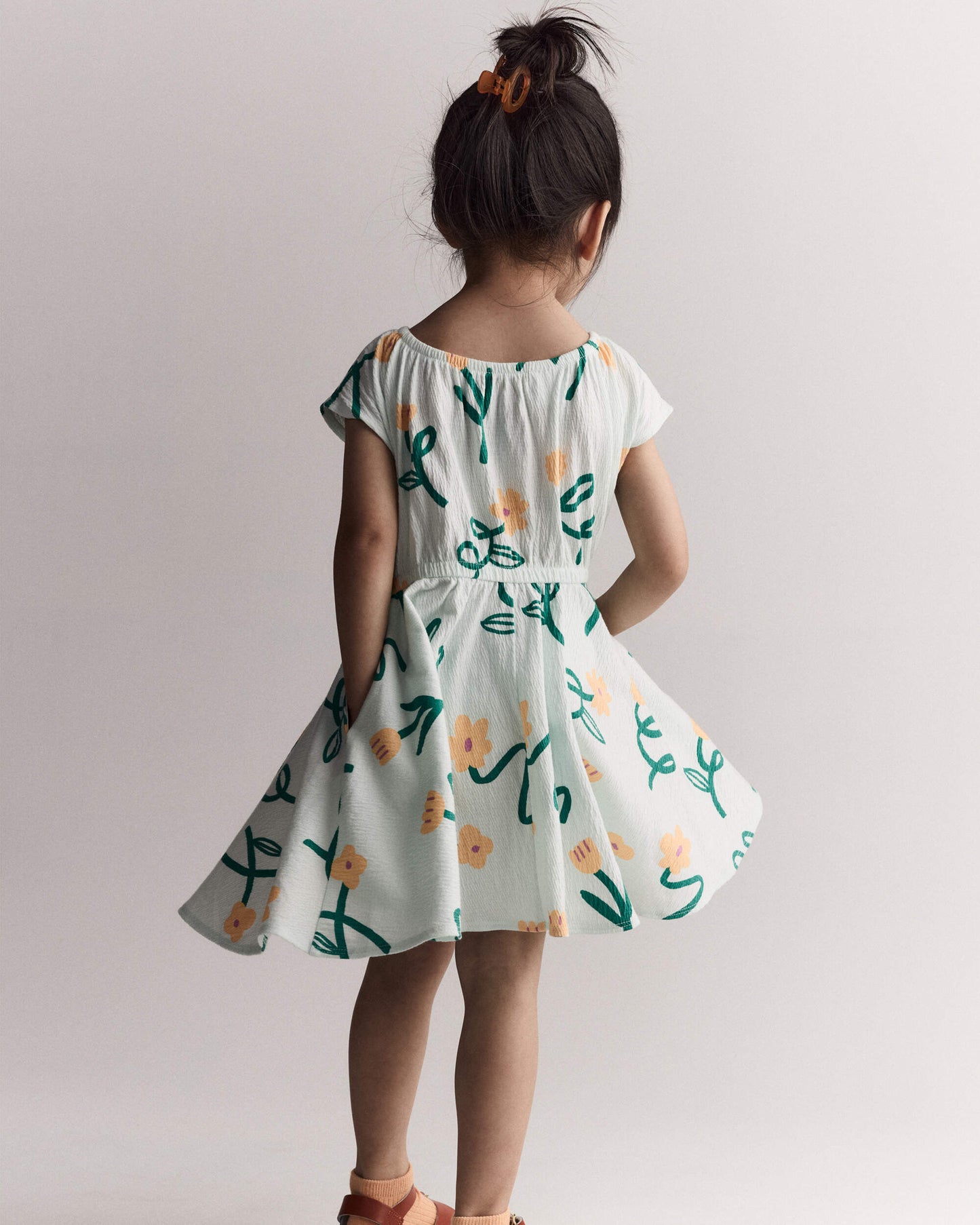 Toddler Girl Avenue Twirl™ Dress in Floral Print - Light Green