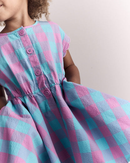 Toddler Girl Avenue Twirl™ Gingham Scalloped Dress - Purple/Blue