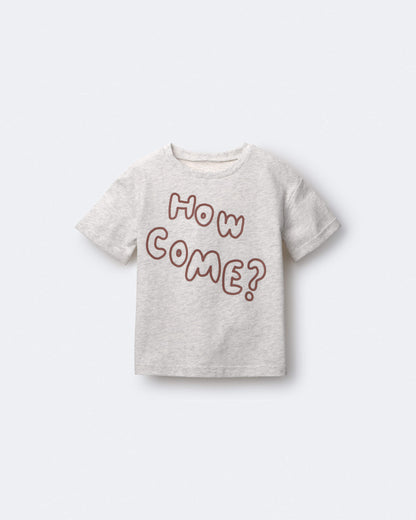 Toddler 'How Come' Rolled Cuff Tee - Heathered Grey