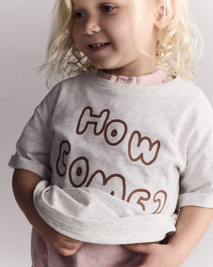 Toddler 'How Come' Rolled Cuff Tee - Heathered Grey