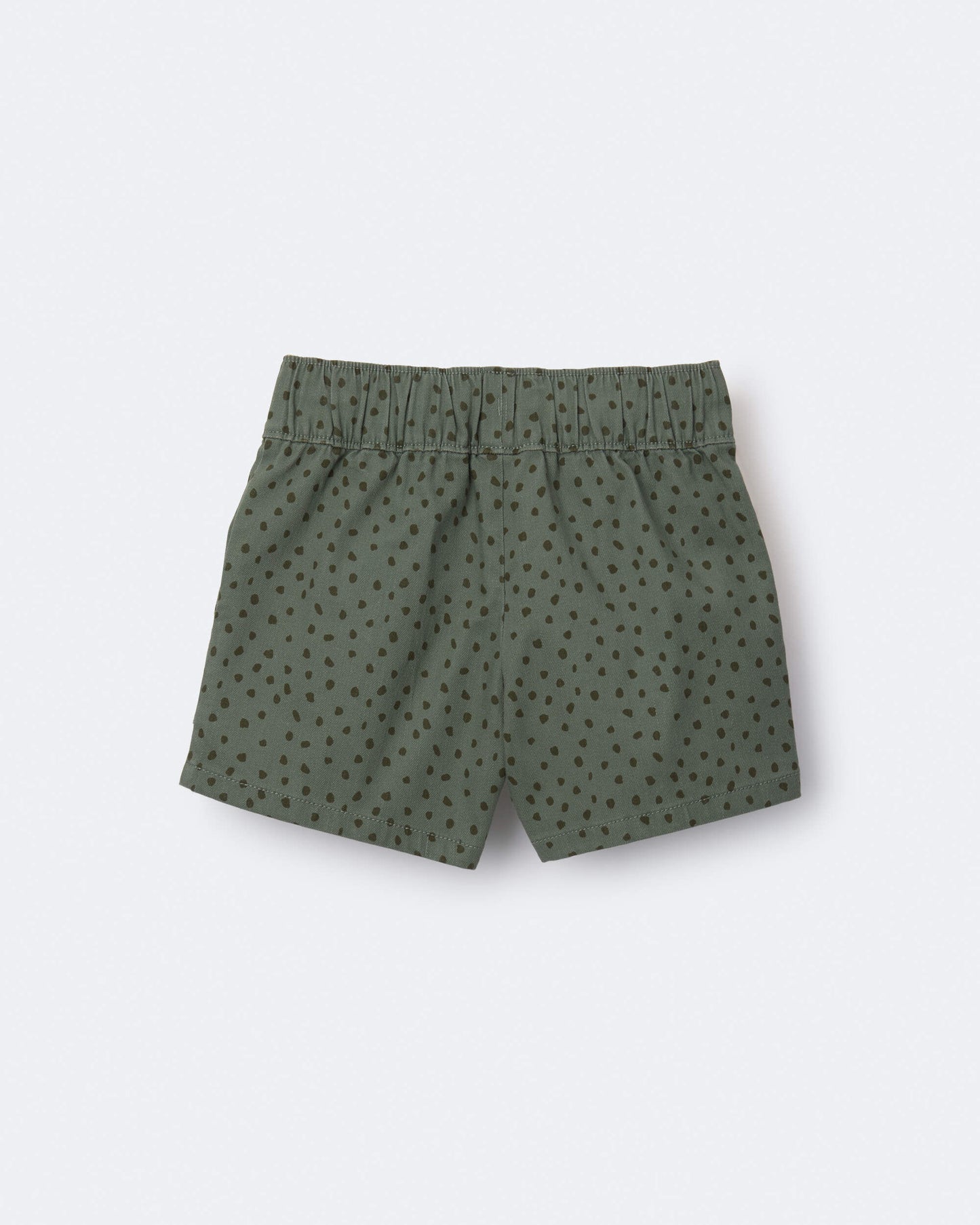 Toddler Standard Shorts with Pockets in Dot Print- Olive