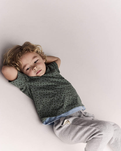 Toddler Relaxed Tee in Dot Print - Olive