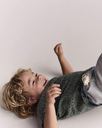 Toddler Relaxed Tee in Dot Print - Olive