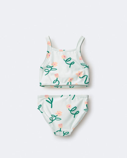Toddler Girl Tankini in Floral Print - Light Green