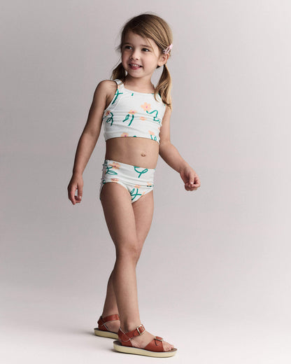 Toddler Girl Tankini in Floral Print - Light Green